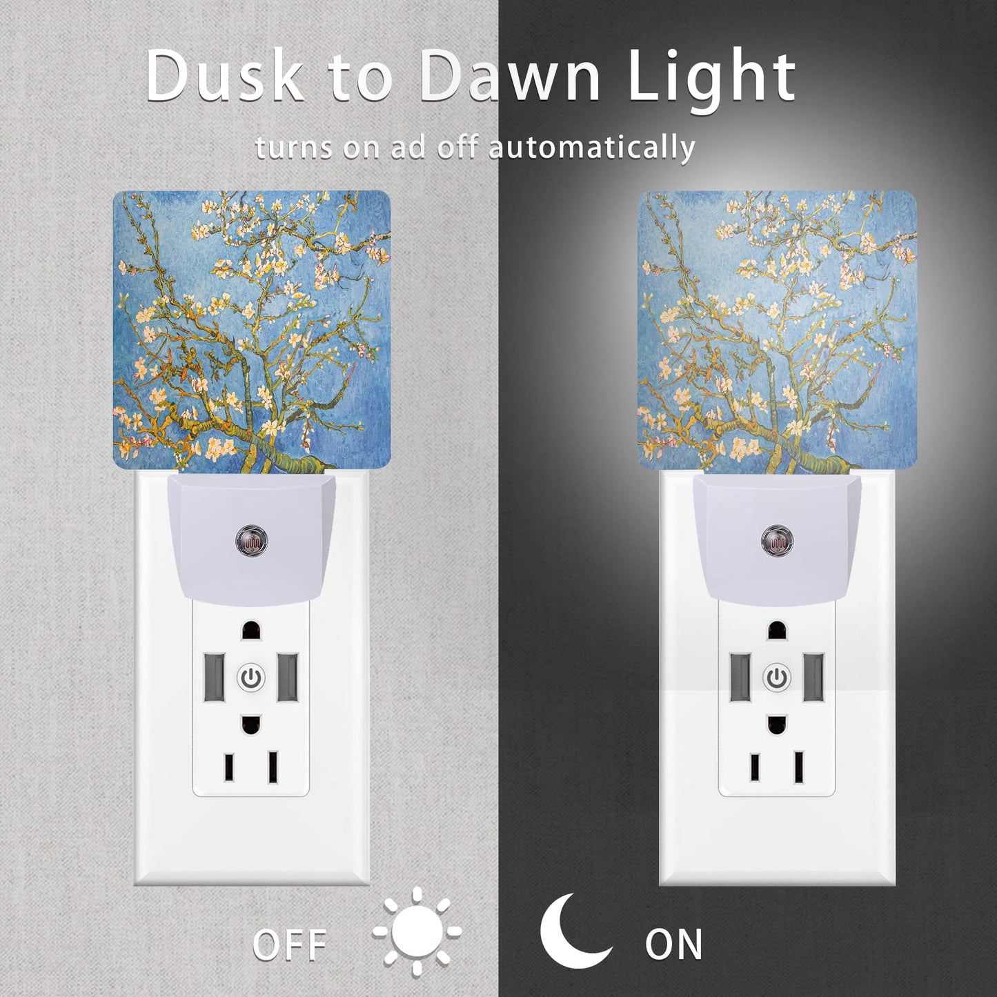 Oeaskly Blossoming Almond Tree Night Light,Night Lights Plug into Wall for Boys Girls, Led Lamp for Stairway/Hallway/Bedroom 0.5W Nightlight Sleep