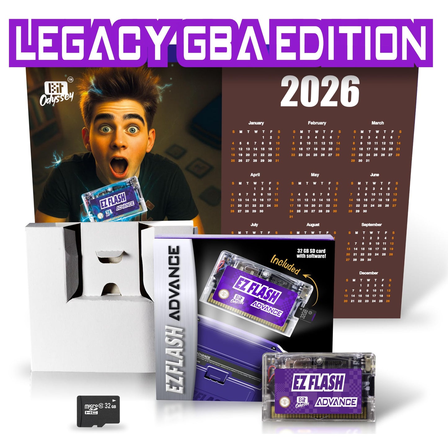 EZ Flash AIR Advance. Retro-Themed Flash Cart for GBA + 32 GB SD Card Pre-Loaded with Games | Collector’s Packaging