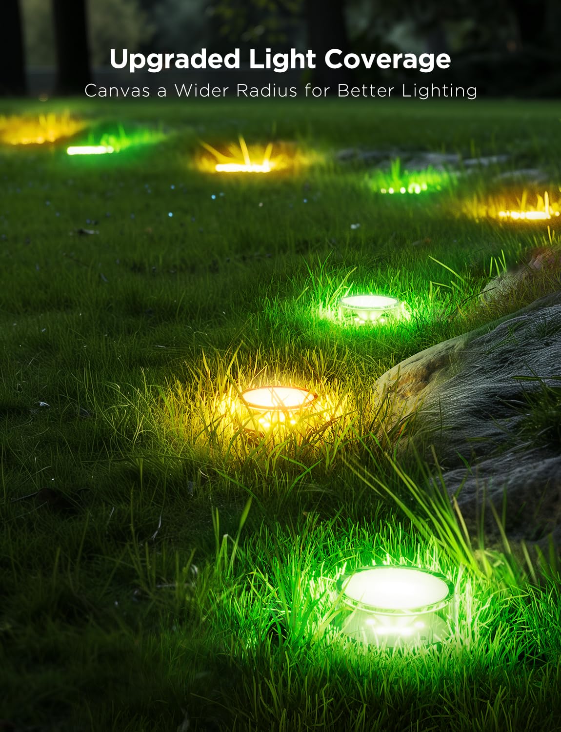 Govee Outdoor Ground Lights 2, 50ft Patio Decorations, 15 Pack RGBIC Pathway Lights with 100LM Warm White, IP67 Waterproof, 63 Scene Modes, Works