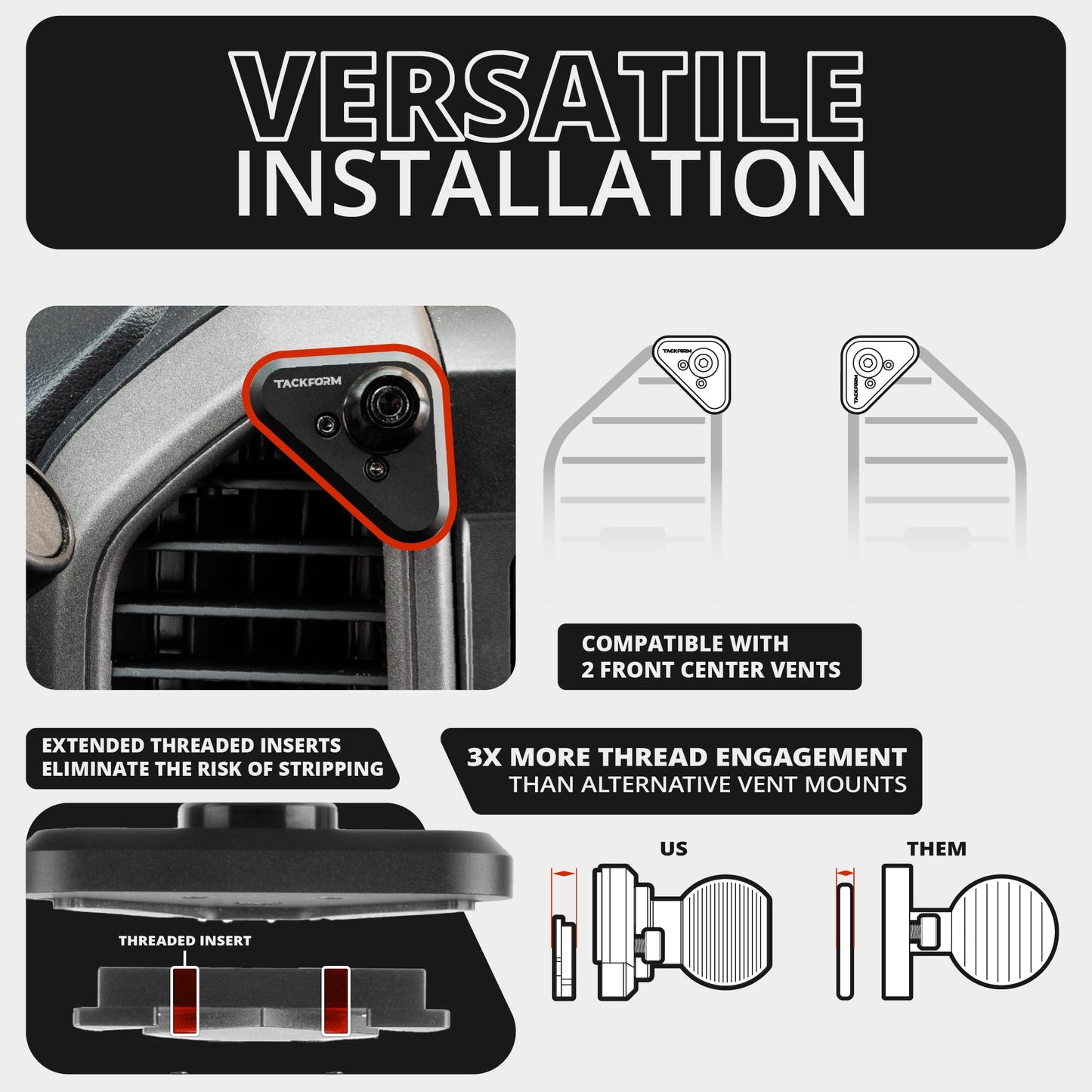 Tackform Link Vent Phone Mount Compatible with 2015-2020 Ford F-150, 2017-2021 Super Duty, 2018-2021 Expedition | Aluminum | Universal Holder