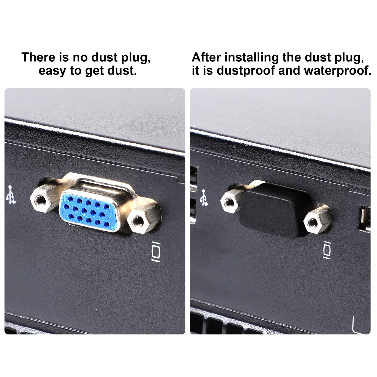 UXCELL 10Pcs Black PE VGA Port Cover, Dustproof, Easy to Use, Computer, Laptop & Notebook
