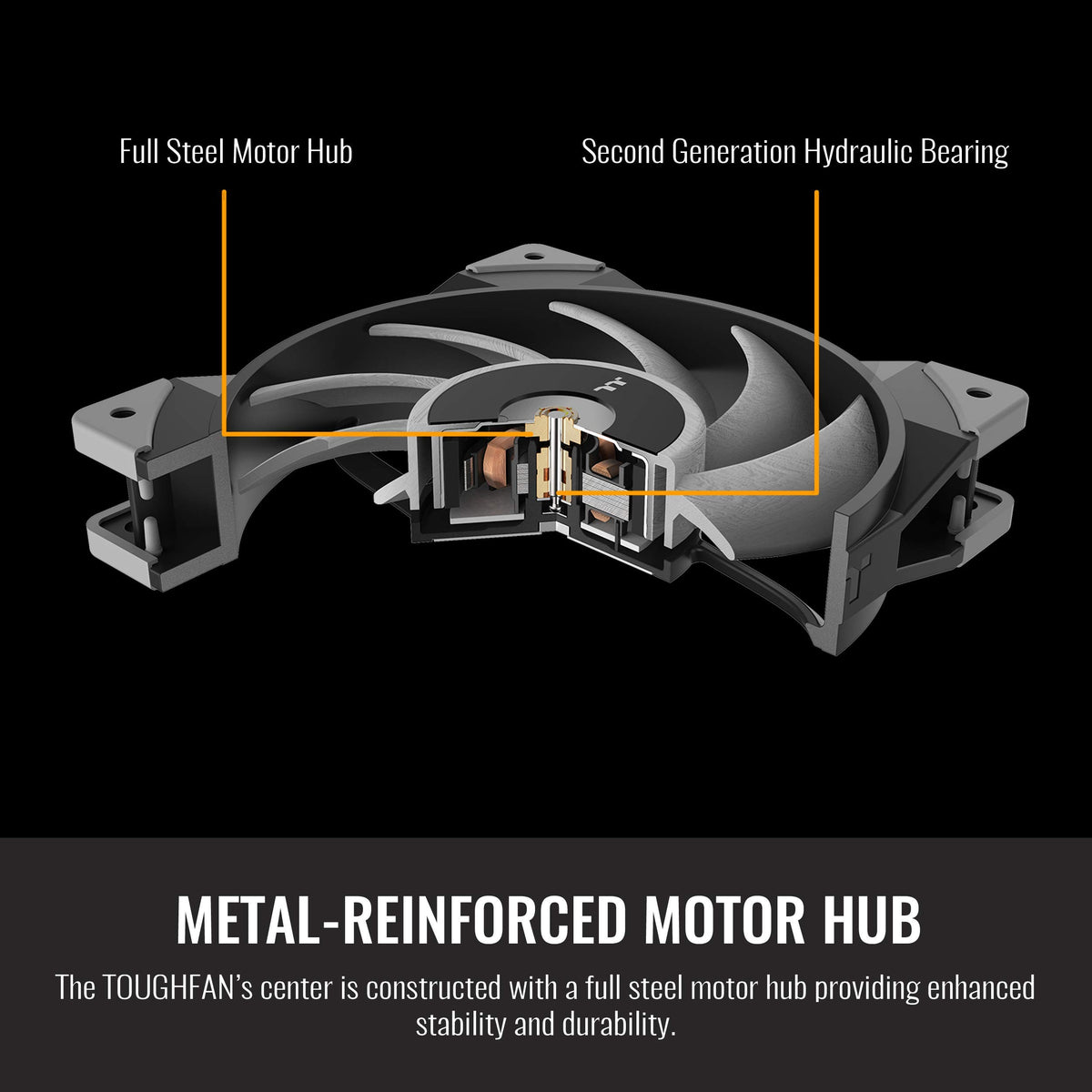 Thermaltake ToughFan 12 Turbo, PWM Controlled PWM 500~2500rpm, Metal-Reinforced Motor Hub, Gen.2 Hydraulic Bearing 120mm Case/Radiator Fan (Single