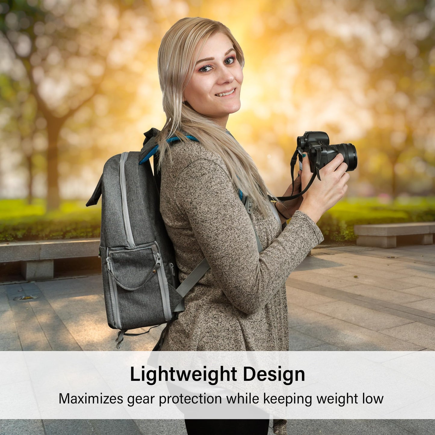 Deco Gear Multifunction Camera Backpack for DSLR & Mirrorless Cameras, Pro Lenses, and Accessories, w/Rain Cover (Gray)