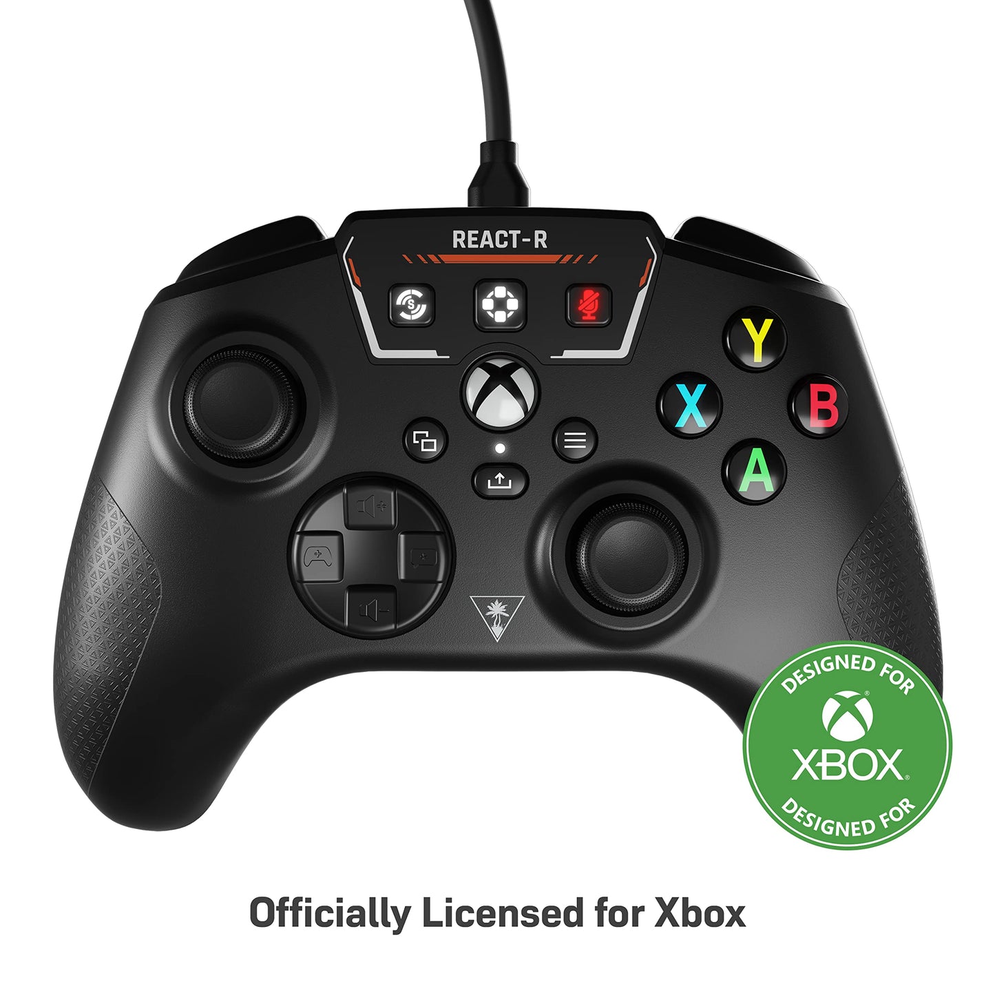 Turtle Beach REACT-R Wired Game Controller - Officially Licensed for Xbox Series X & S, Xbox One, and Windows 10|11 PC’s - Black