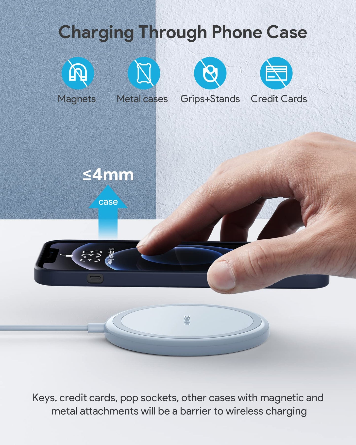 Wireless Charger, 15W Max Fast Wireless Charging Pad 2-Pack Compatible with iPhone16/16Plus/16Pro/16ProMax/iPhone15/15Pro/15Plus/14/13/12/Samsung S24
