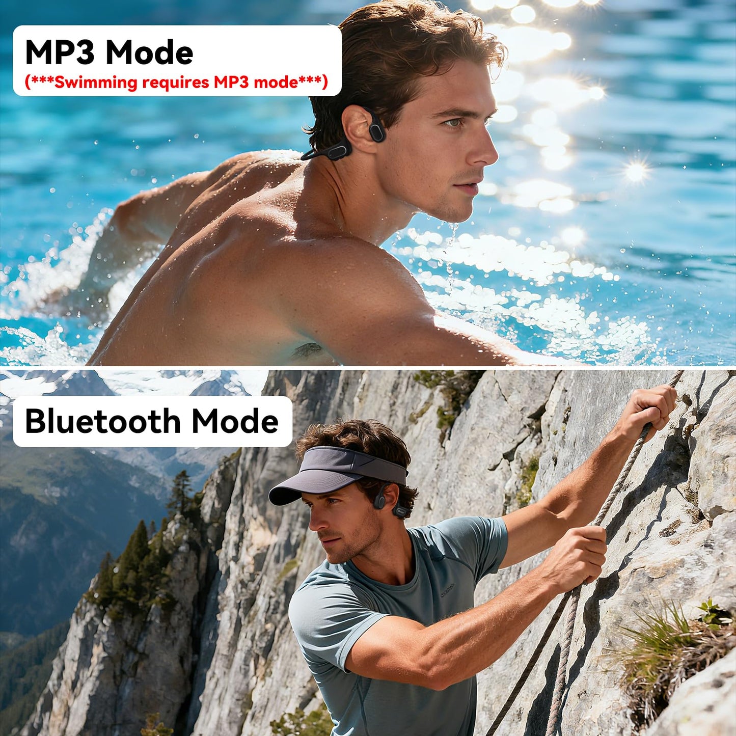 Soft Liquid Silicone Bone Conduction Swimming Headphones Underwater,IPX8 Waterproof Earbuds,Open Ear Swim Headphone with Skin-Friendly…