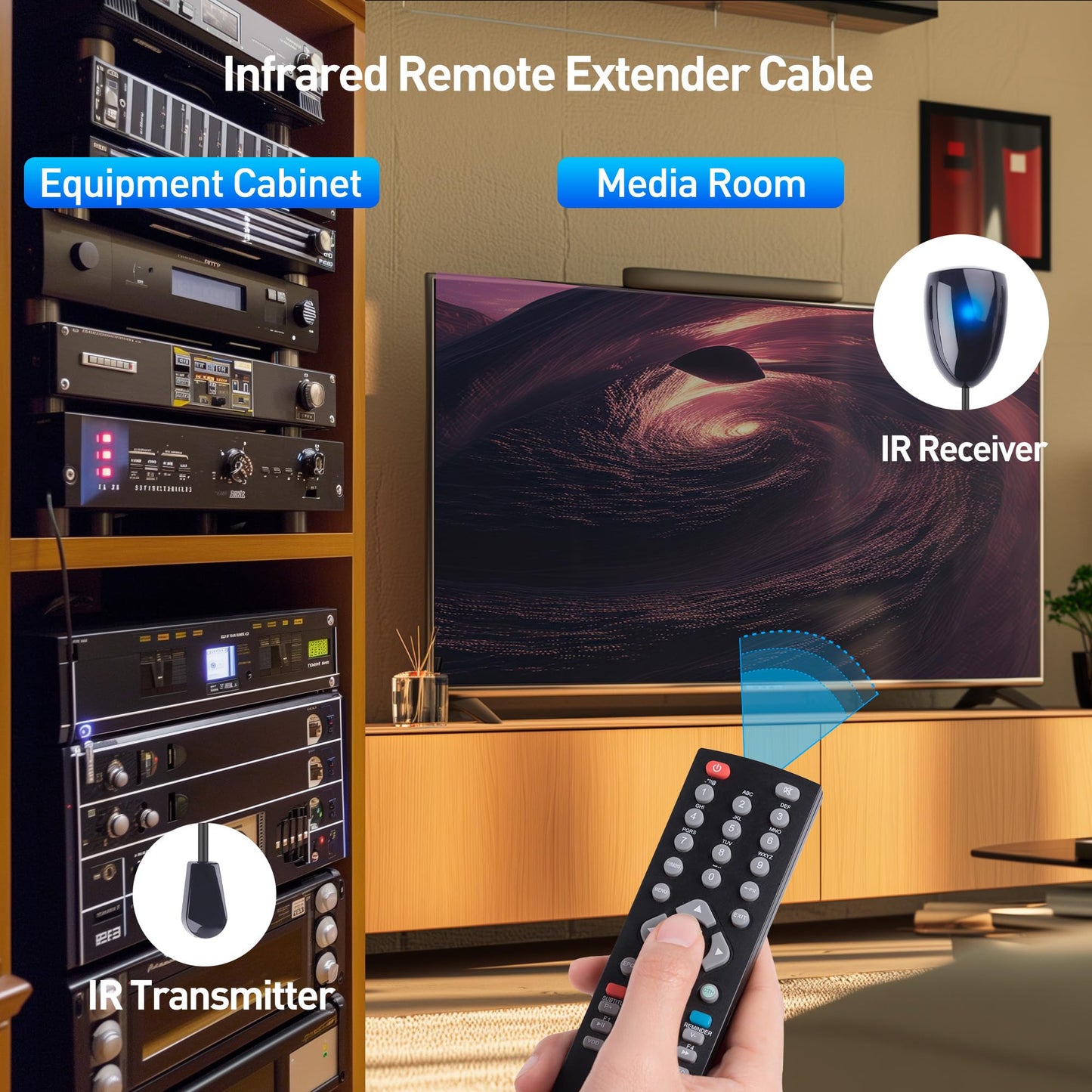 Cable Matters Infrared Remote Extender Cable - 10ft, IR Repeater Kit Cable, IR Extender, USB Infrared Remote Blaster Cord Up to 15ft Signal Range, NOT