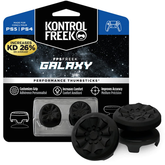 KontrolFreek FPS Freek Galaxy Black for PlayStation 4 (PS4) and PlayStation 5 (PS5) | Performance Thumbsticks | 1 High-Rise, 1 Mid-Rise | Black