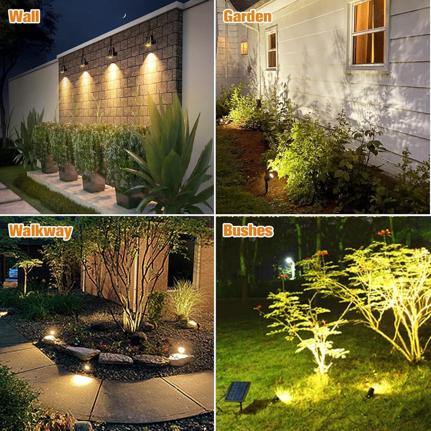 APONUO Metal Solar Spot Lights Outdoor with 9.8ft Cable Solar Powered Landscape Lighting Low Voltage IP65 Waterproof Auto On/Off for Outside Garden