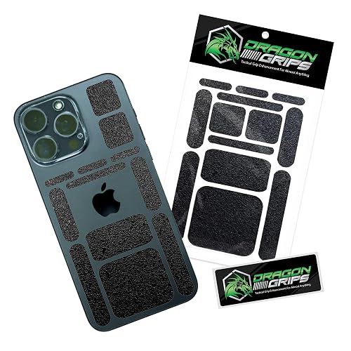 Dragon Grips 13-Piece Rectangular Rubber Grip Tape Pack - Black Rubberized Mouse Grip Tape, Versatile Non-Slip Stickers for Cell Phone Case, Gun