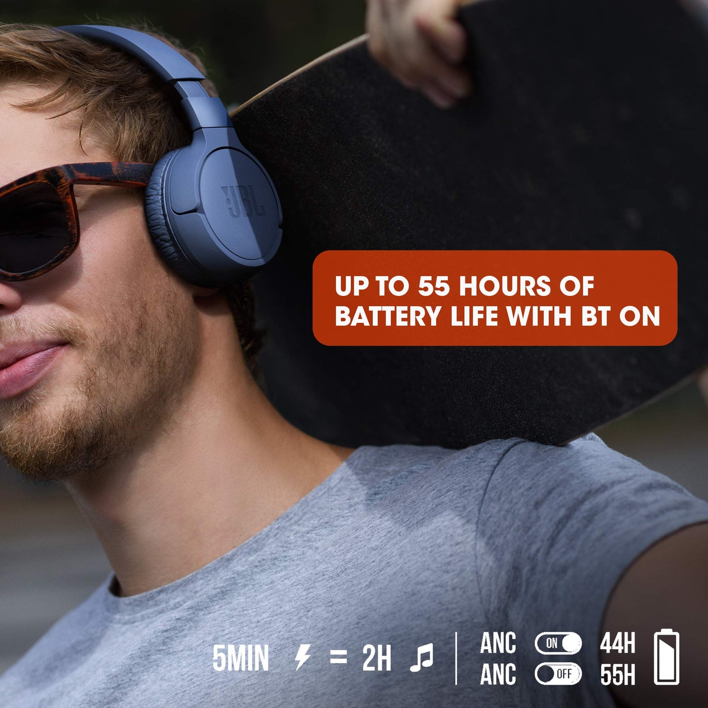 JBL Tune 660NC wireless with Active Noise Cancelling, up to 55 hours battery, microphone for call, foldable and comfortable, Android and iOs