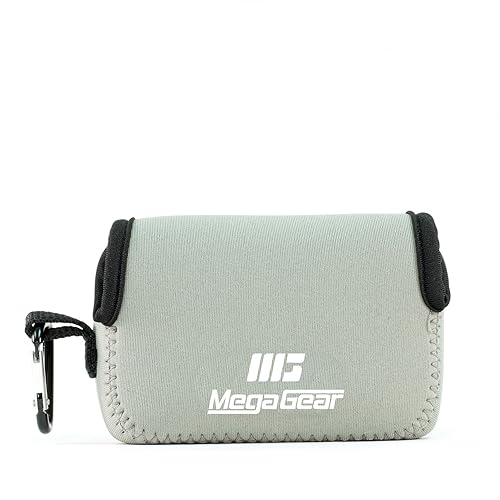 MegaGear Canon Powershot Sx730 Hs, Sx720 Hs, Sx710 Hs, G16, G15 Ultra Light Neoprene Camera Case, With Carabiner - Gray - MG1246, PU Leather