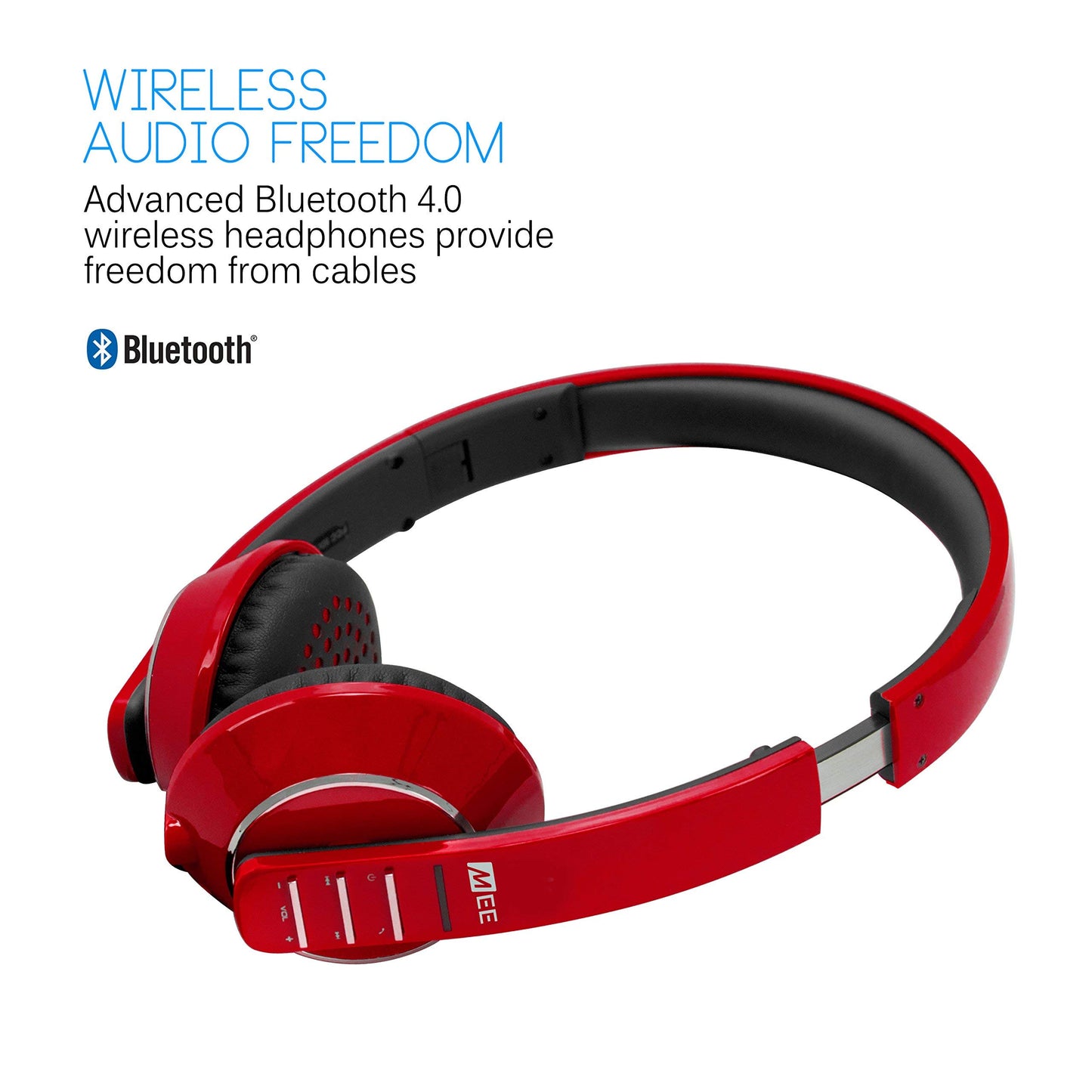 MEE audio Runaway 4.0 Bluetooth Stereo Wireless + Wired Headphones with Microphone (Red)