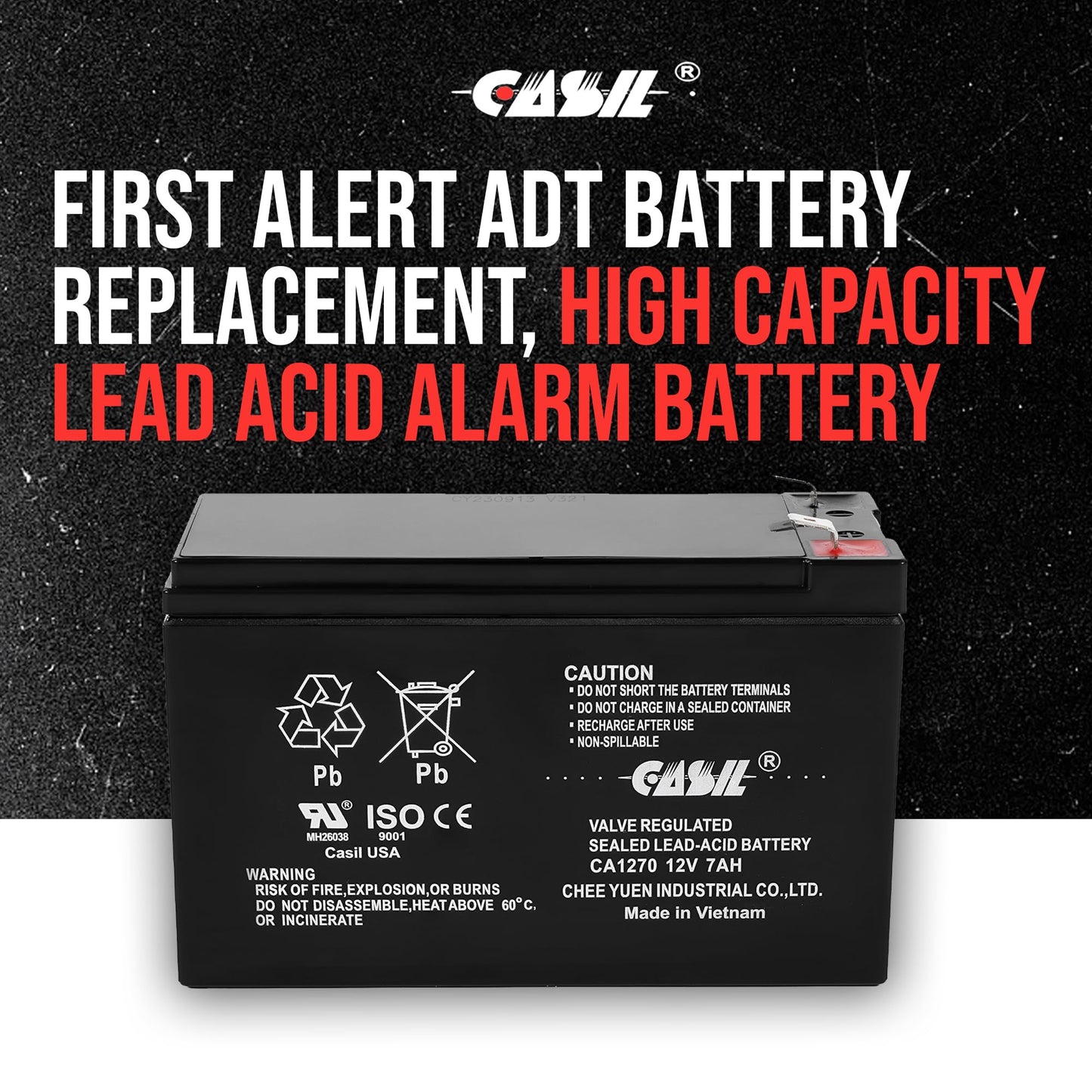 CASIL 12V 7AH CA1270 First Alert ADT Alarm Battery