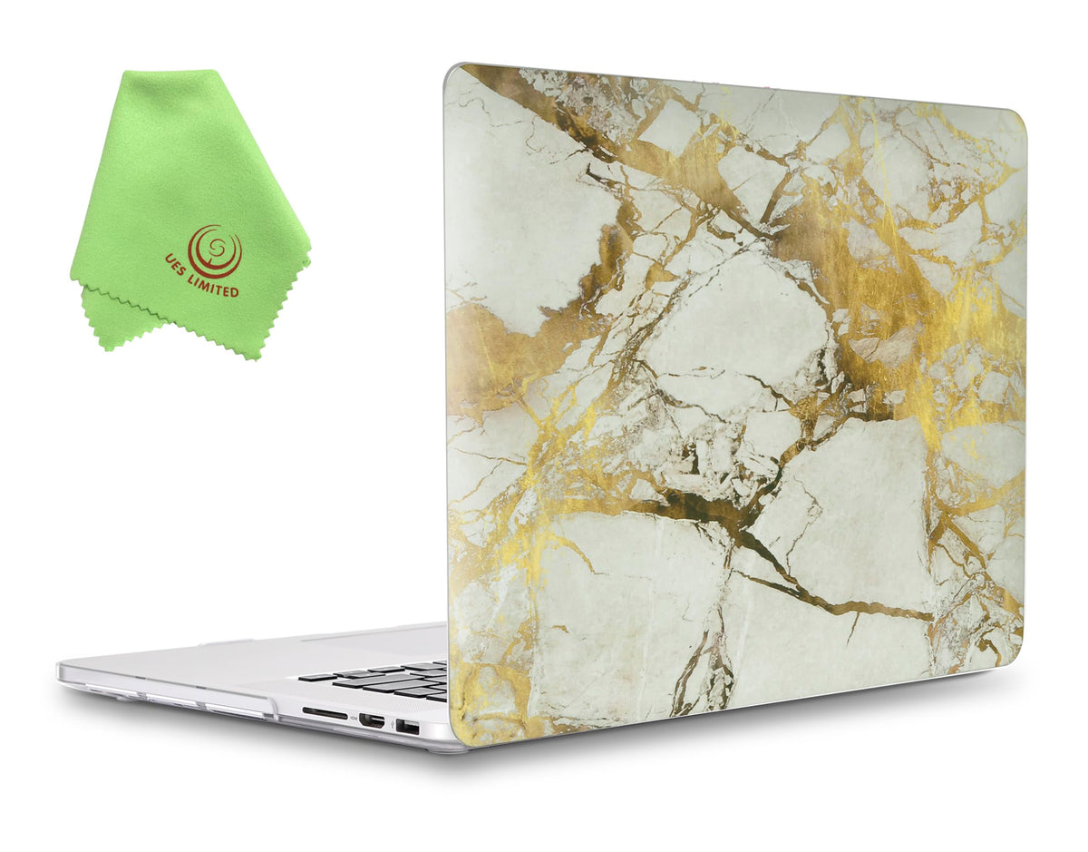 UESWILL Case for MacBook Pro (Retina, 15 inch, 2012-2015), White/Gold
