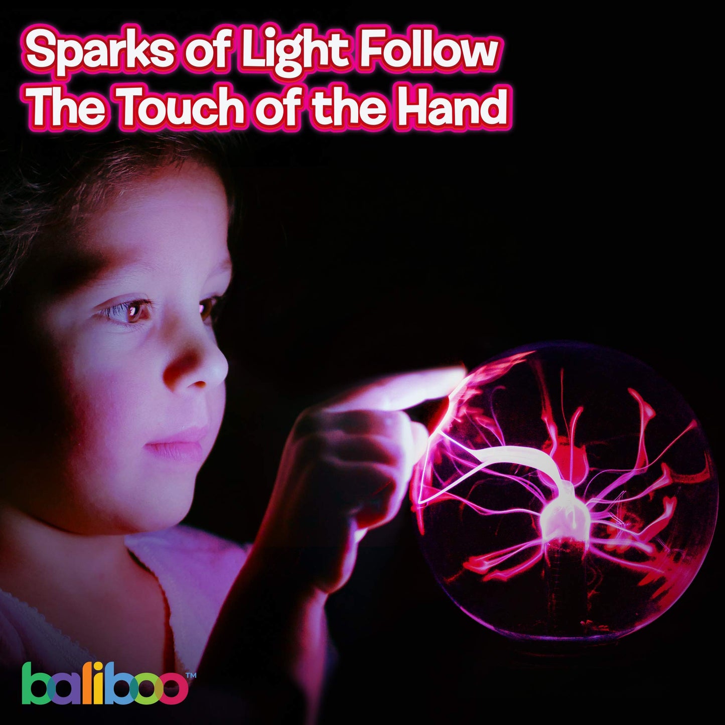 BALIBOO 6" Plasma Ball Light - Touch & Sound Sensitive Activated Lightning Globe - 12V Power Adapter Plug Plasma Globe Lamp - Interactive Science