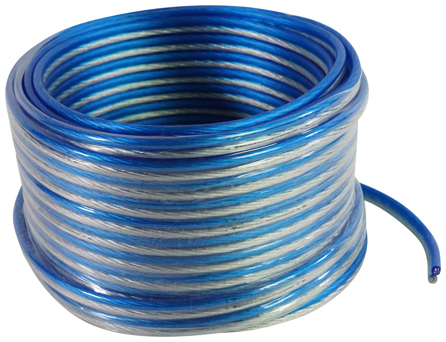 Rockville Blue 14G50 OFC 14 Gauge 50 Foot 100% OFC Copper Speaker Wire, Tinned Marine-Grade Jacket, Flexible Stranded Design, for Car, Marine, Outdoor