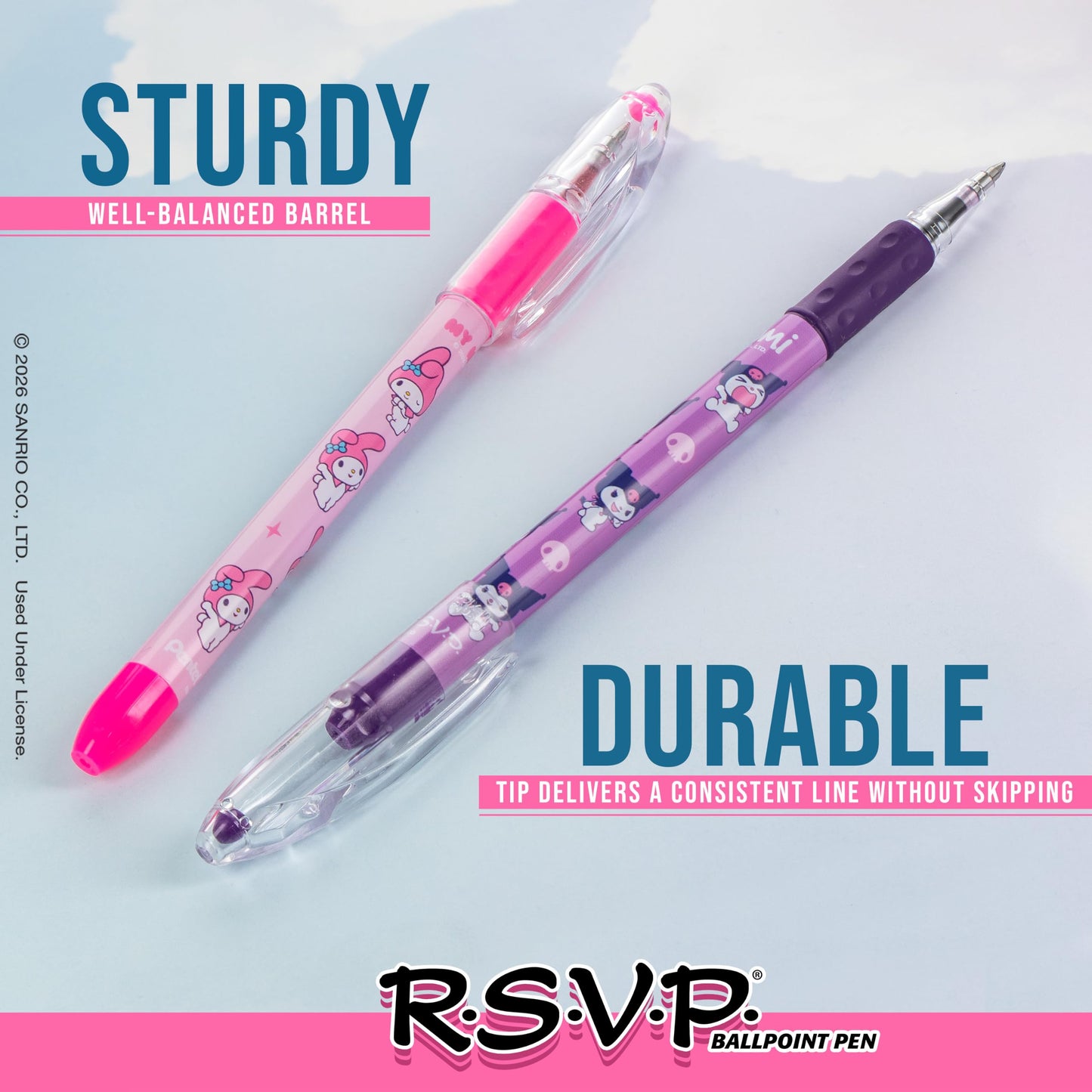 Pentel RSVP Ballpoint Pen, Hello Kitty® and Friends, Limited Edition, Mix 2, 0.7mm Fine Line, Assorted Ink, 5-Pk (BK90HKPF5M1)