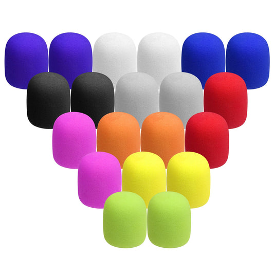 20Pcs Microphone Foam Covers Thick Handheld Stage Microphone Windscreen Reusable Mic Foam Filter Covers for Most Microphone (Multicolored)