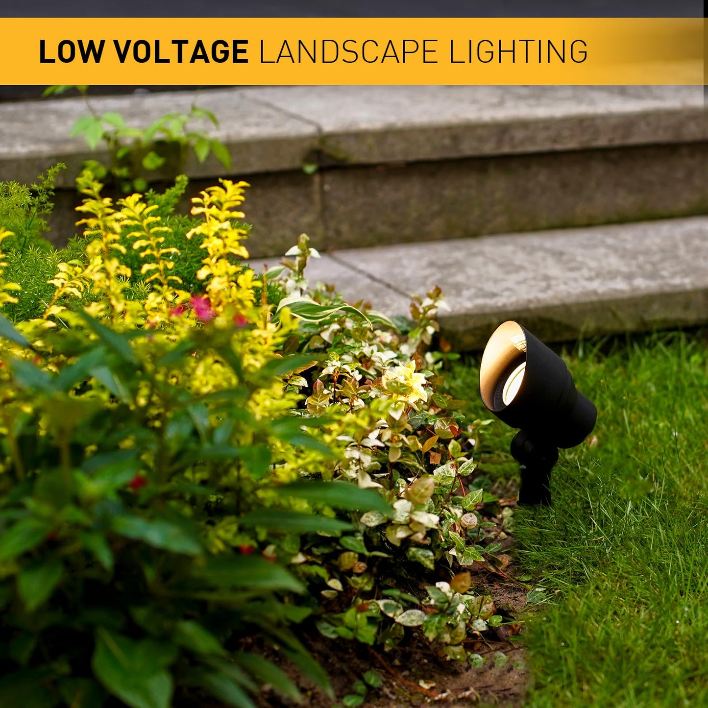 GOLDEN STAR 3W Spot Lights Outdoor LED Lighting Low Voltage Landscape Lights 200Lumen 3000K Warm White Spotlights with Metal Stake & Connector