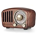 Vintage Greadio Walnut Wood Bluetooth Speaker Radio - Retro Style, Bass Enhancement, Loud Volume, Bluetooth 5.0, MP3 & FM Radio