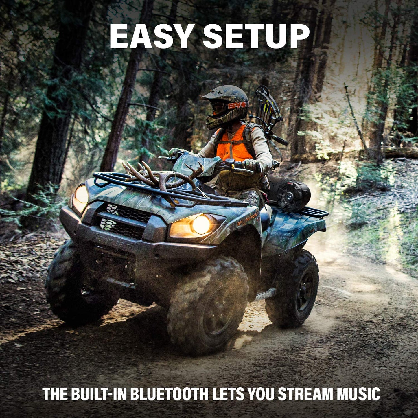 BOSS Audio Systems ATVB6.5R ATV UTV Weatherproof Sound System - 6.5 Inch Speakers, 1 Inch Tweeters, Built-in Amplifier, Bluetooth, Rechargeable