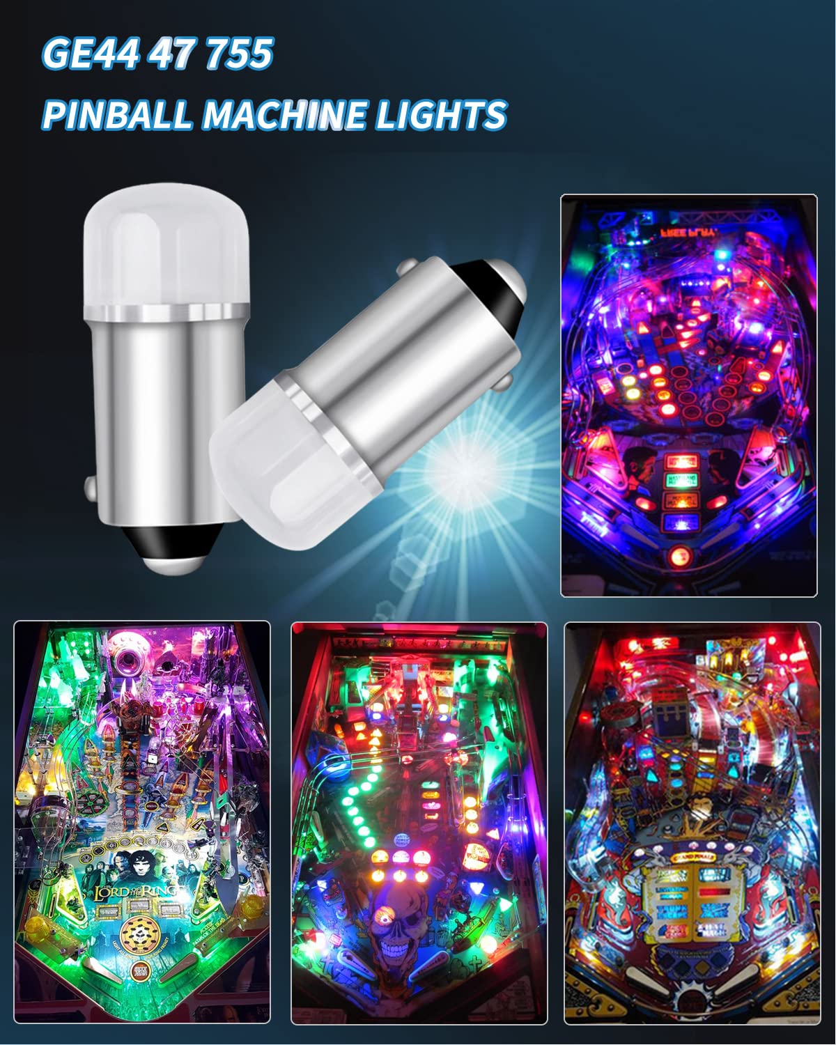 GZMD Keiurot 44 47 755 Bulb BA9S Pinball Led Bulbs, 6V/6.3V AC/DC 10Pack