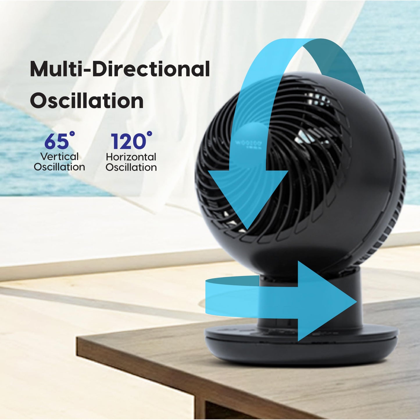 IRIS USA WOOZOO Air Circulator Fan with Remote, 8 Speeds, DC Motor, Black