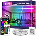 41FT Led Strip Lights,Long Smart Led Light Strips Music Sync 5050 RGB Color Changing Rope Lights,Bluetooth APP/IR Remote/Switch Box Control Led Lights