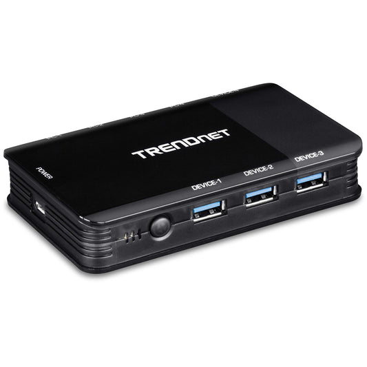 TRENDnet 4 Computer 4-Port USB 3.1 Sharing Switch, TK-U404, Flash Drive Sharing, Scanners, Printers, Mouse, Keyboard, Windows & Mac Compatible