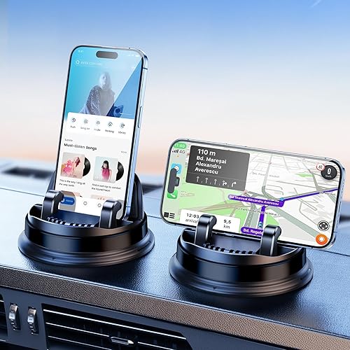 DICMKY Dash Cell Phone Car Mount, Multifunctional Car Dashboard Mobile Phone Holder, 360 Rotatable Universal Dash Mounted Car Phone Stand Hands Free