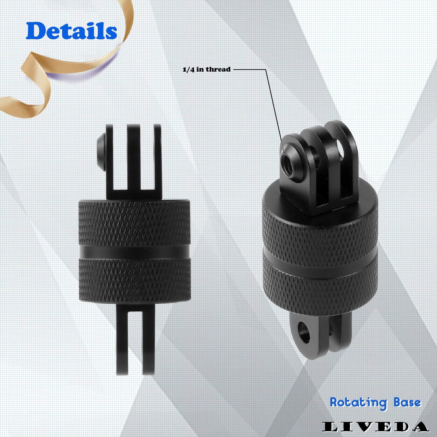 360 Degree Rotation Tripod Mount Adapter, Aluminum 1/4 inch 20 Camera Mount Adapter Compatible with GoPro 13/12 Black,Hero10/ 9/8/ 7/6/ 5/ Series,DJI