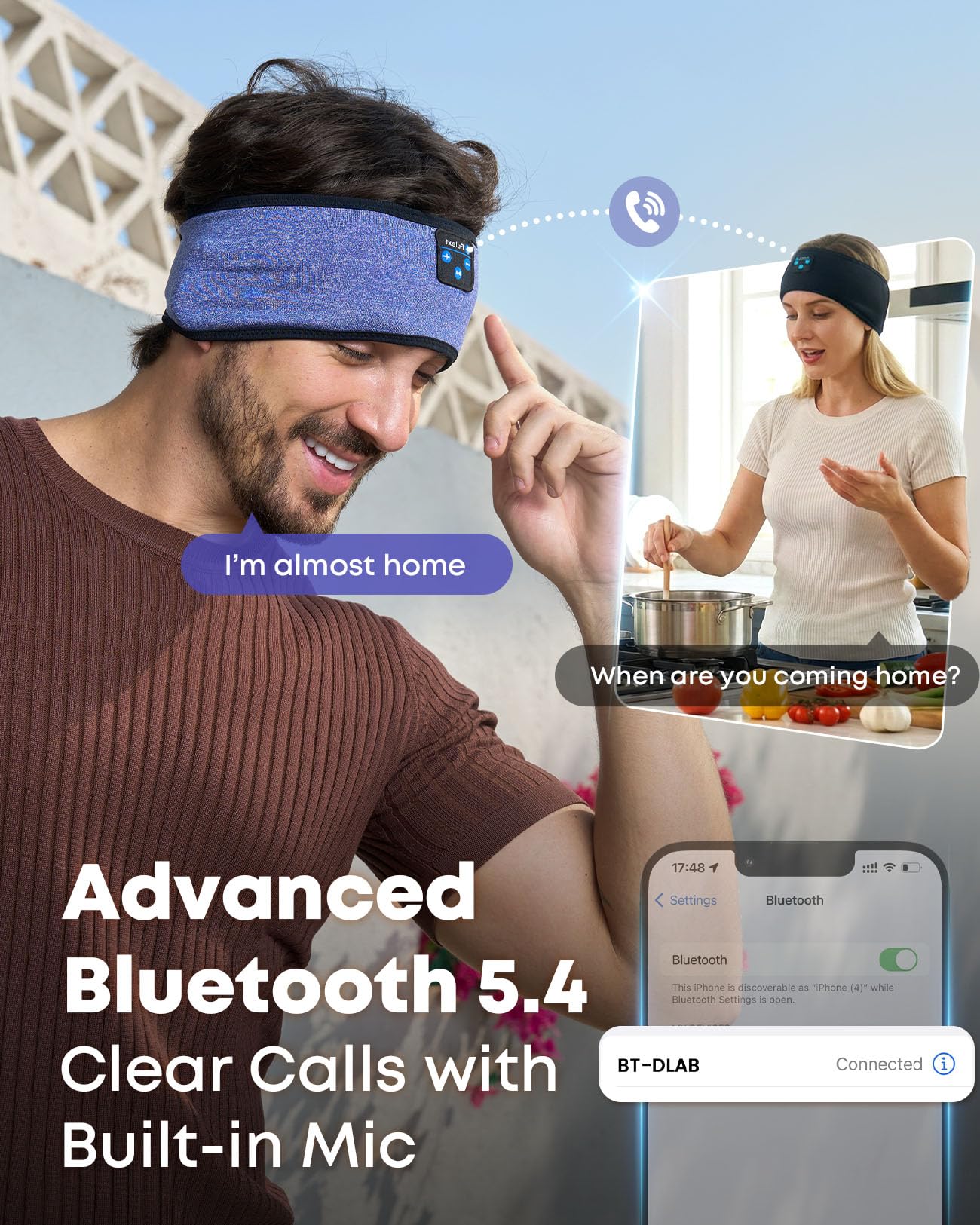 Fulext Sleep Headphones Headband10Hrs Bluetooth Headband with Cozy Earbuds Comfortable Sleeping Headphones for Side Sleepers, Sleep & Lounge Gift…