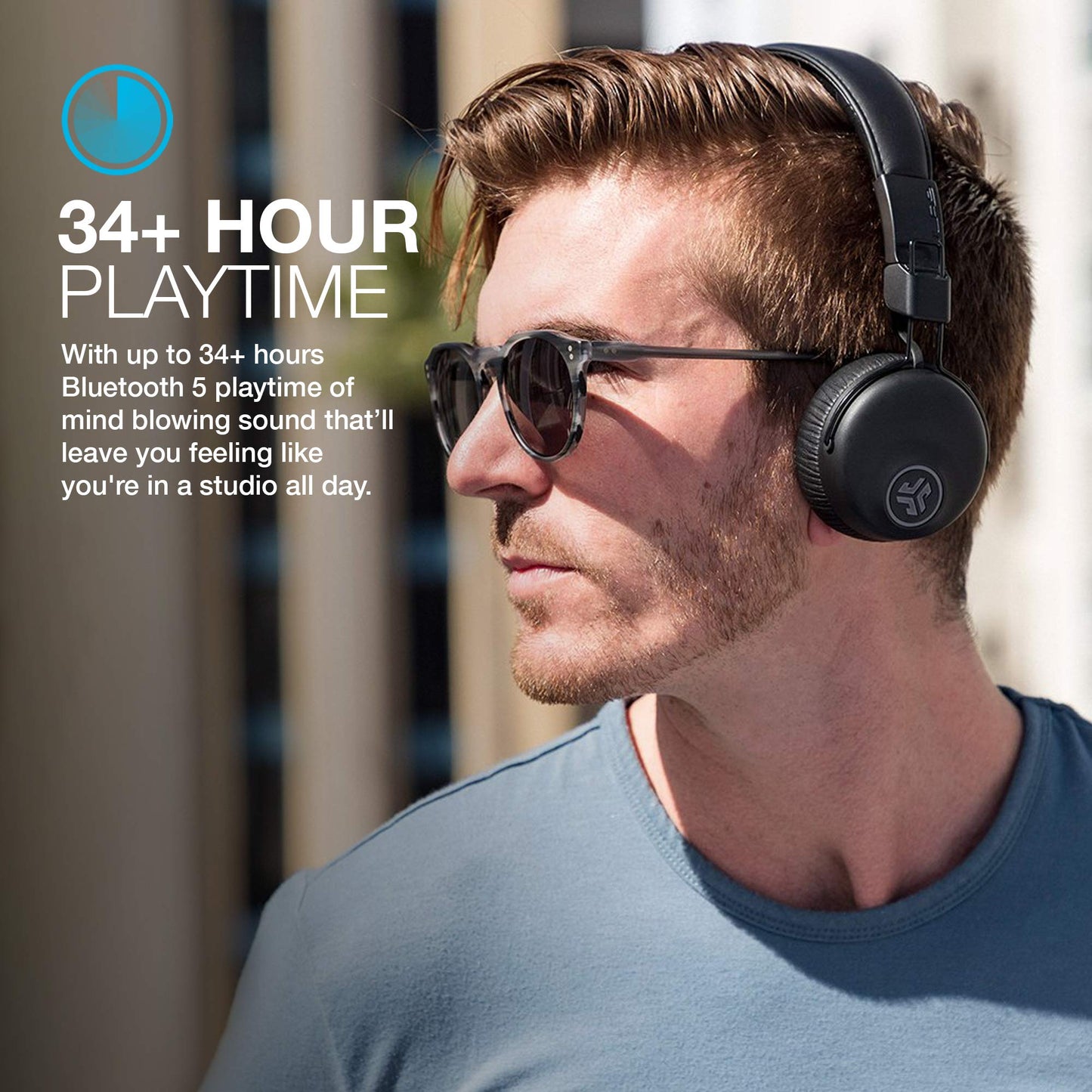 JLab Studio ANC On-Ear Wireless Headphones, Black, 34+ Hour Bluetooth 5 Playtime, 28+ Hour with Active Noise Cancellation, EQ3 Custom Sound…