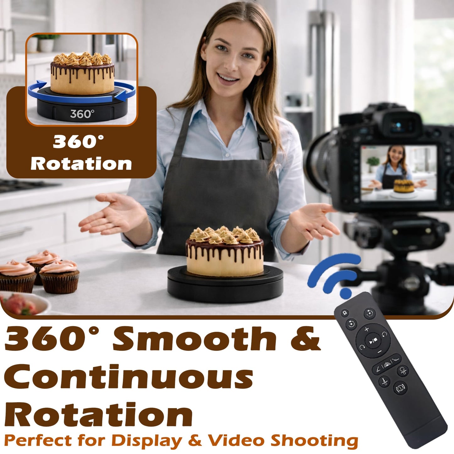 PROLEE Rotating Platform 12Inch/360lbs Capacity, 360 Degree Rotating Display Stand, Rotating Turntable for Photography, Remote Motorized Electric