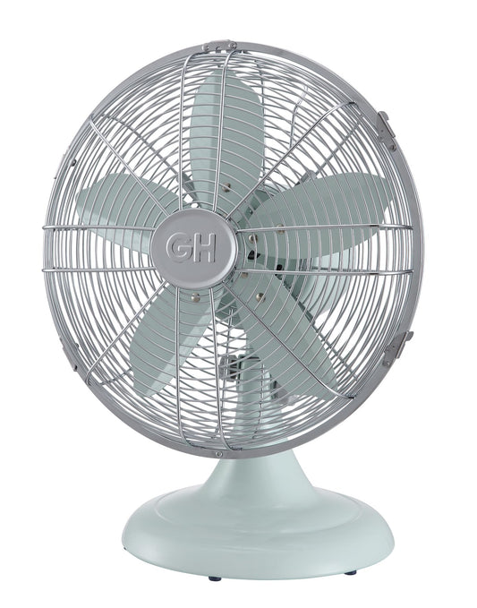 Good Housekeeping (92604) All-Metal 12" Retro Desk Office Table Fan with Wide Oscillation, 3-Speed Settings & Carrying Handle (Breezewave)