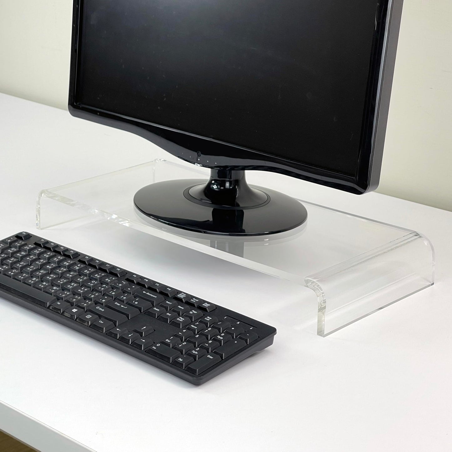 pbf PHOTO BOOTH FRAMES Clear Acrylic Monitor Stand Riser, Computer Screen Desktop Organizer, Ergonomic Display Shelf (Clear)