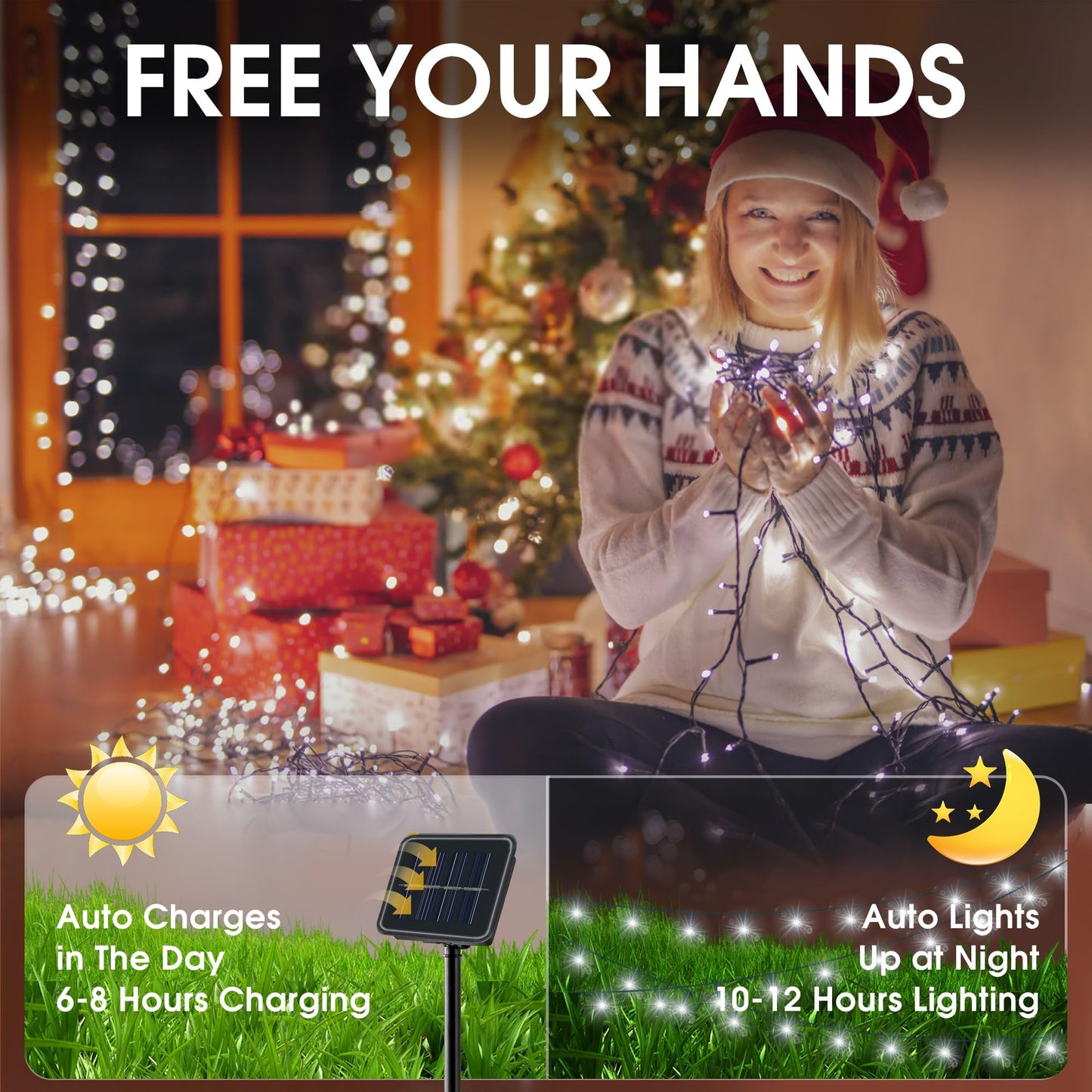 Vimorg Solar String Lights Outdoor, 2 Pack 79FT 200 LED Waterproof Solar Christmas Lights with 8 Lighting Modes for Tree Yard Garden Party Xmas