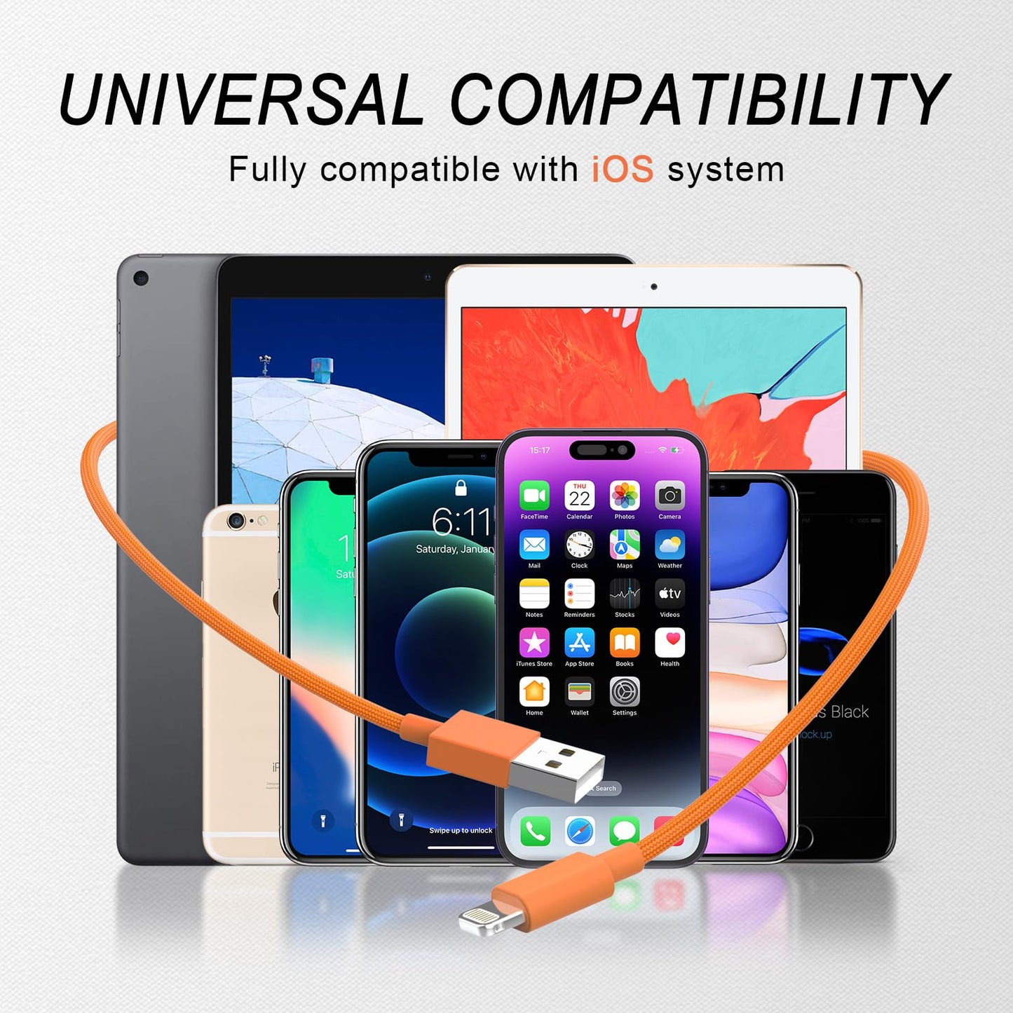 iPhone Charger Lightning Cable [Apple MFi Certified] Long Nylon Braided USB Fast Charging Phone Charger Cord for iPhone 14 Pro/13 mini/13/12/11 Pro…
