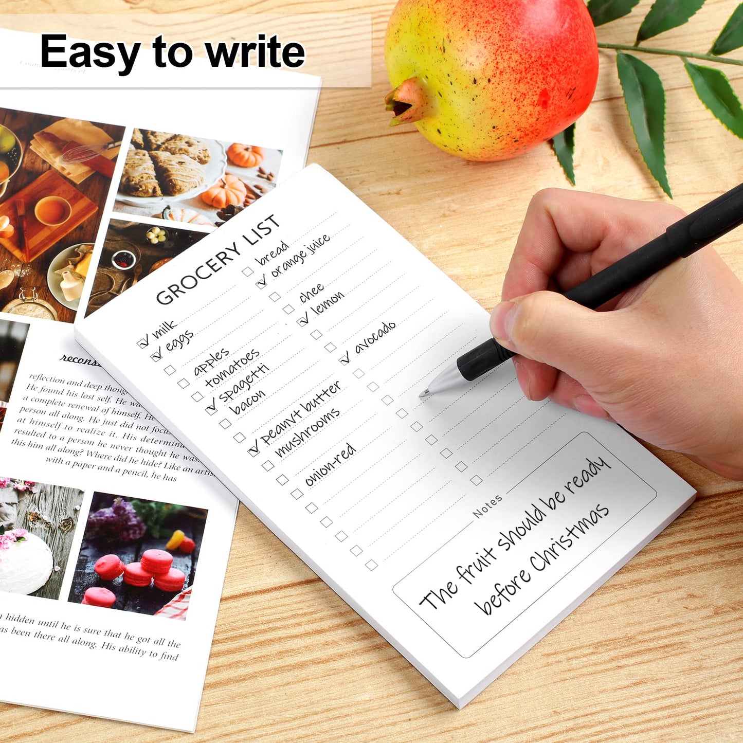 Joyberg Grocery List Magnet Pad for Fridge, 2 Pack Magnetic Notepads for Refrigerator, Magnetic Grocery List Pad for Fridge, Full Magnet Back Shopping