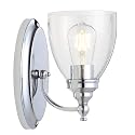 JONATHAN Y 5.5" Chrome LED Vanity Light Wall Sconce, Hardwired for Bathroom, Clear Seeded Glass Shade, Dimmable Mirror Hallway Lighting, LED Bulb