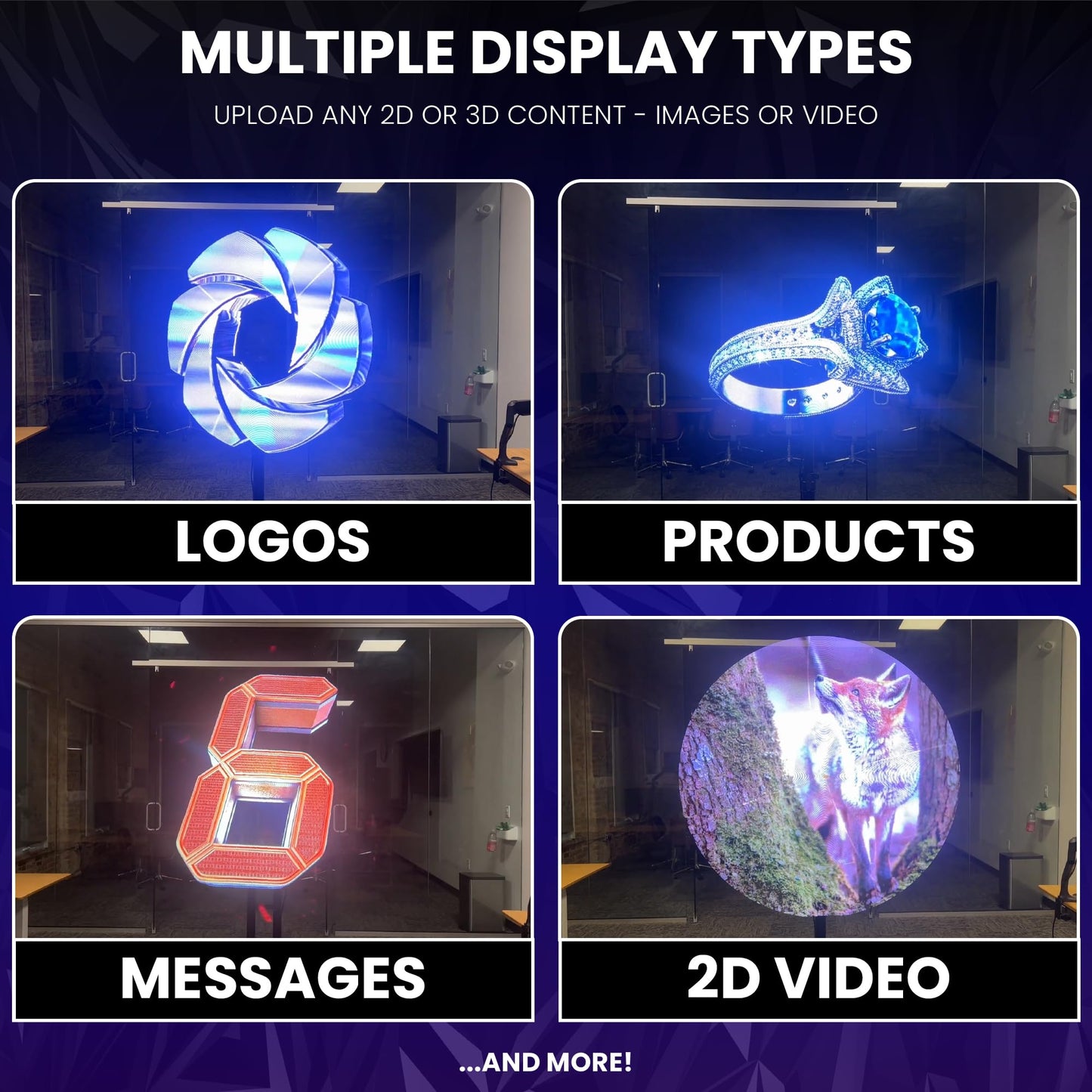 LUMINA 12.5" 3D Holographic Fan, Hologram Fan with 3D Video Projector Display, IOS/Android Wi-Fi App Control, 1024x256px HD Resolution, Bluetooth