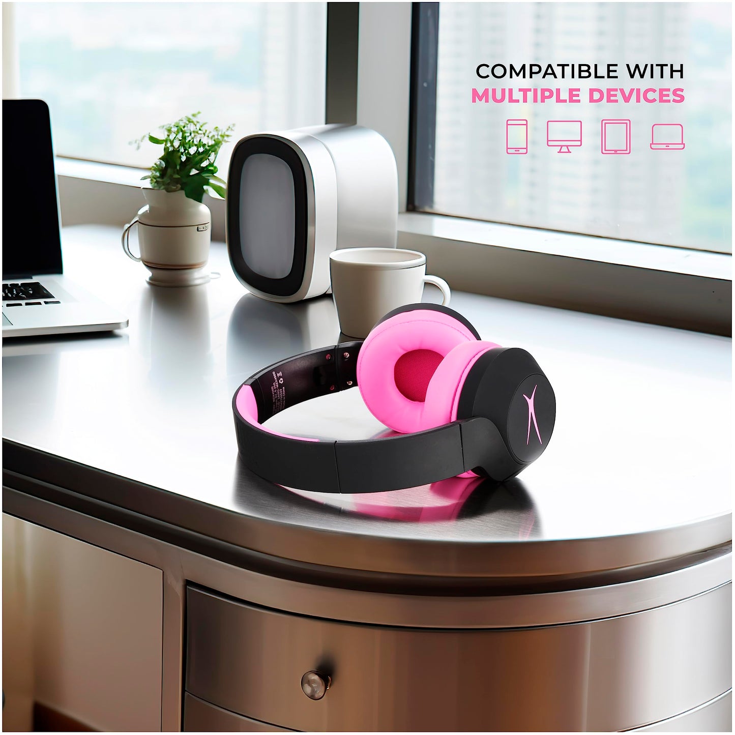 Altec Lansing Kid Safe Noise Cancelling Wireless Headphones 15H Battery, 85dB Volume Limit, Foldable Design Powerful Sound, Active Noise Cancellation