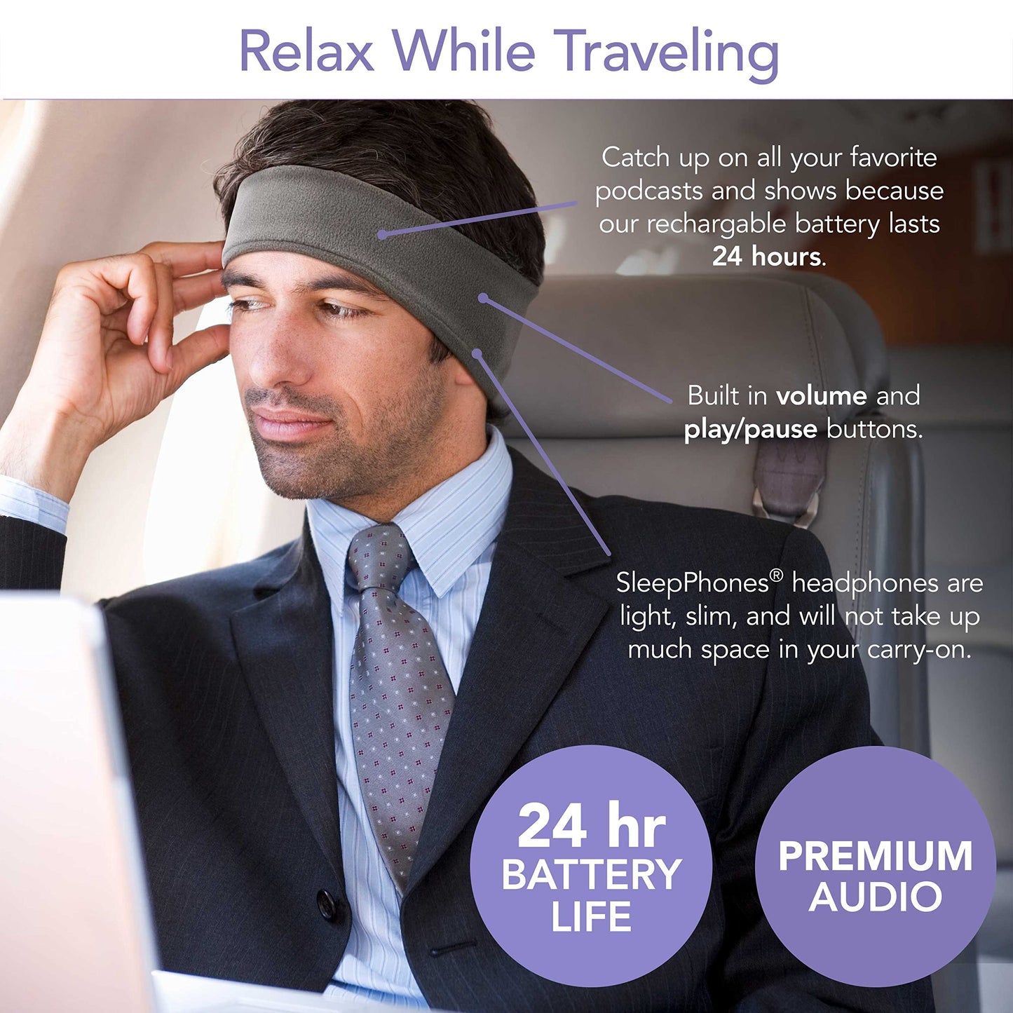 SleepPhones Wireless Sleep Headphones by AcousticSheep V8 | 24-Hour Battery | Original and Most Comfortable Bluetooth Headphones for Sleeping (Small