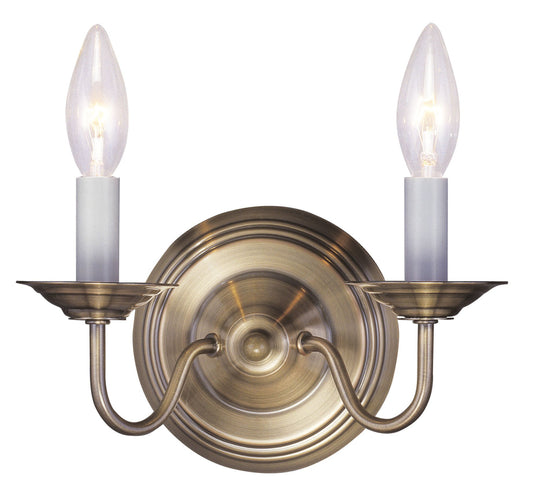 Livex Lighting 5018-01 Williamsburgh 2-Light Wall Sconce, Antique Brass