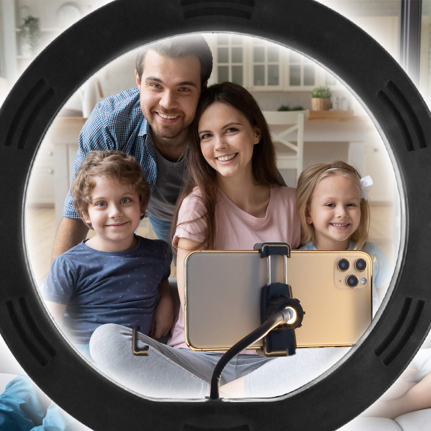 Aduro U-Stream Ring Light with Stand Tripod, 10" Selfie Ring Light for iPhone with Tripod & Phone Holder for Live Video Selfie Recording Kit