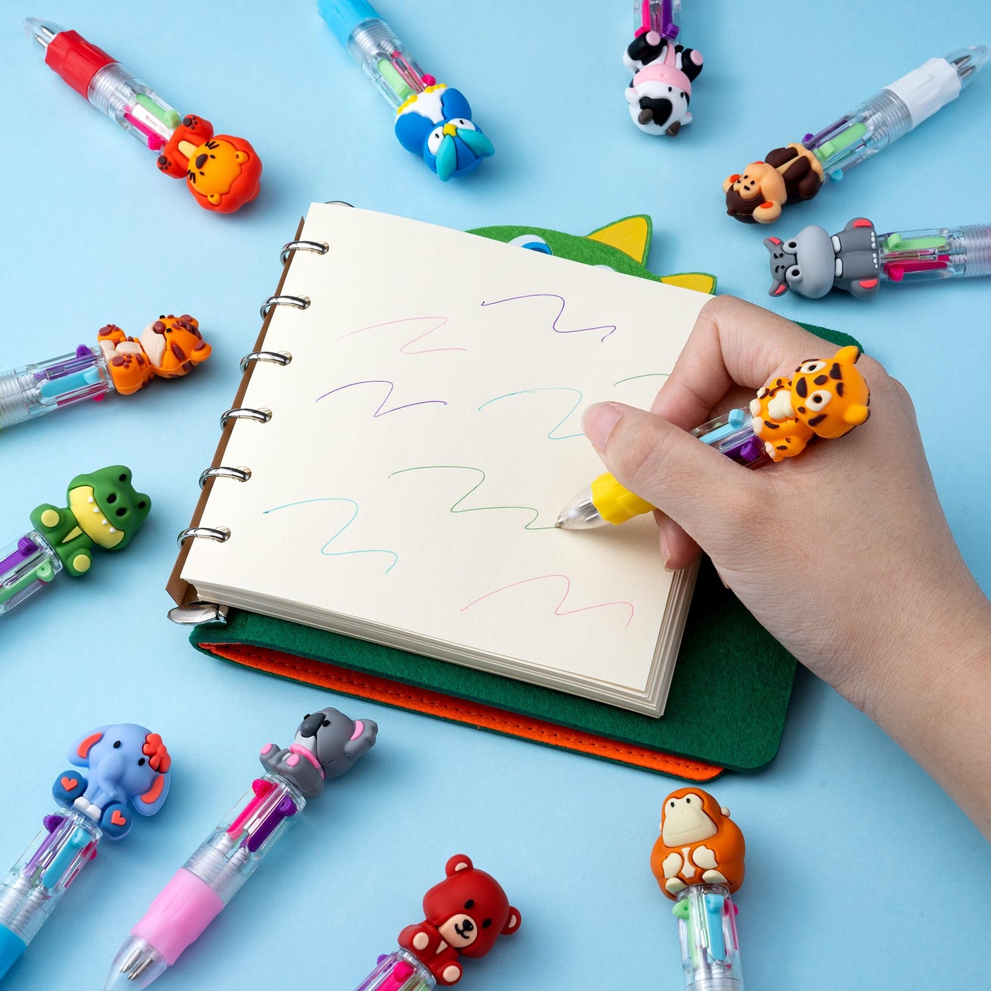 DMIGHT 24PCS Animal 4-in-1 Multicolor Pens, Cute Pens for Kids Party Gifts