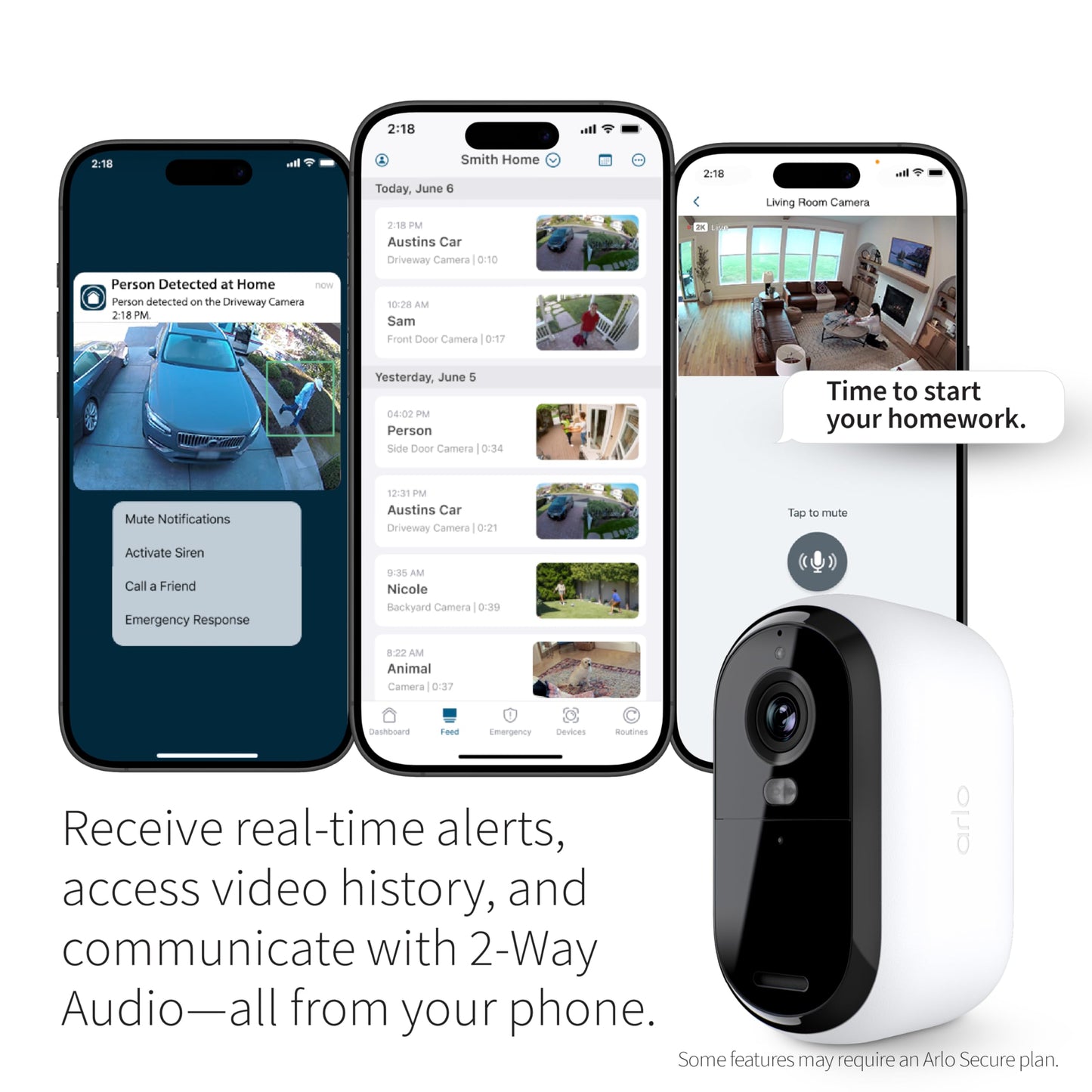 Arlo Essential 2K Cam (2nd Gen) - Wireless, Indoor/Outdoor, Color Night Vision, 2-Way Audio, Motion Alerts, Wide Angle, Spotlight - White (Renewed)