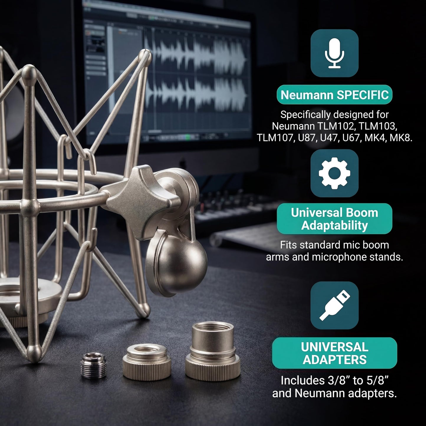 Boseen Microphone Shock Mount Mic Holder - Anti Vibration Spider Shockmount Compatible with Many Condenser Mics Like AT2020 MXL 770 MXL 990 Samson C01