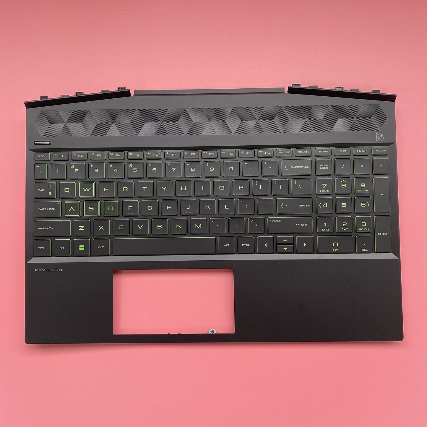 Replacement for HP Gaming Pavilion 15-DK 15-DK0126TX TPN-C141 Laptop Upper Case Palmrest Green Backlit Keyboard Assembly Part L57593-001 AP2K8000310